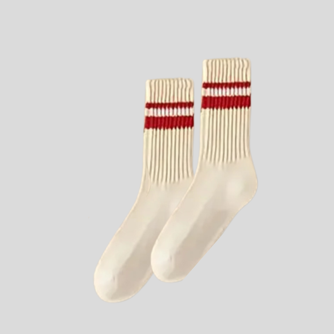 Red unisex striped socks