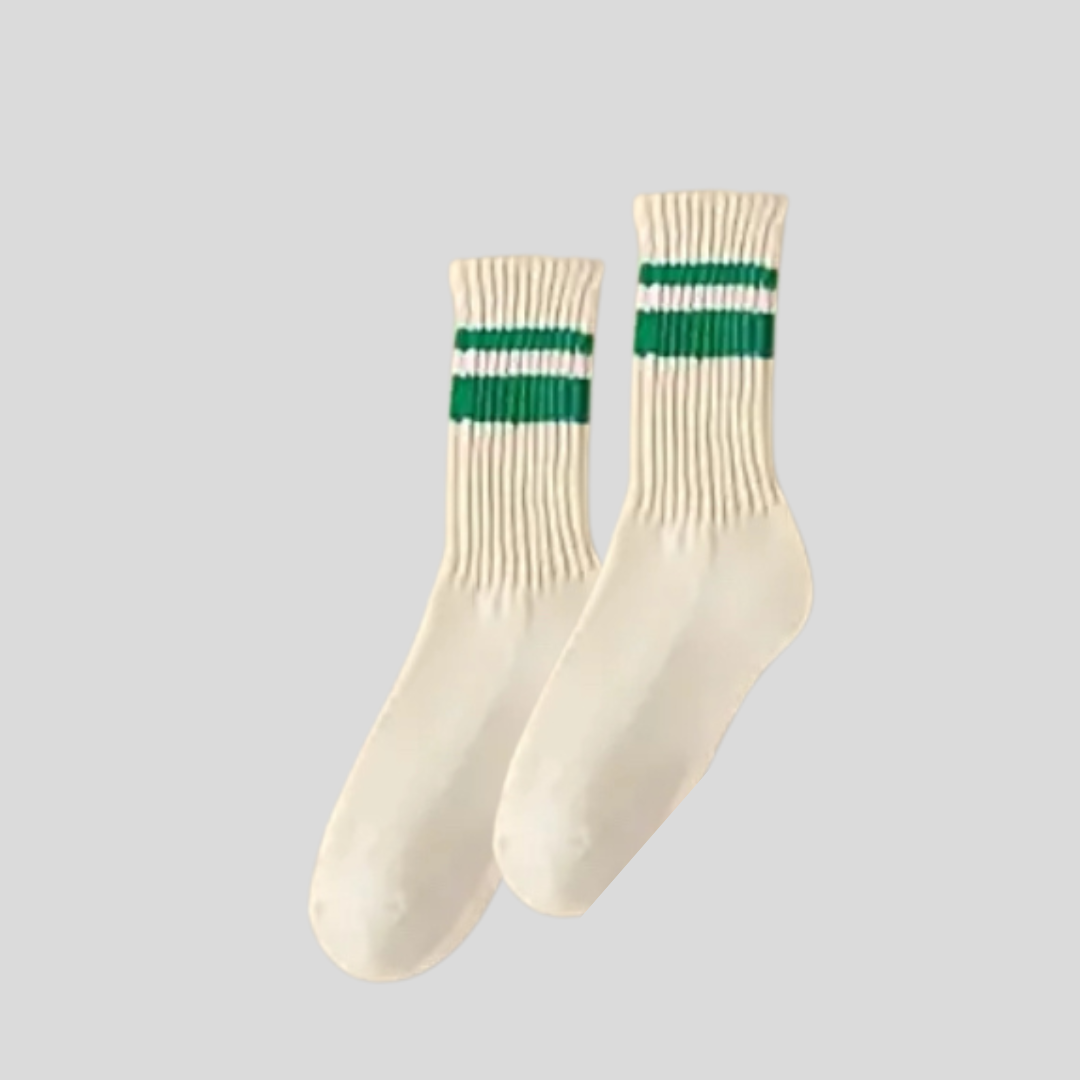 Green unisex striped socks