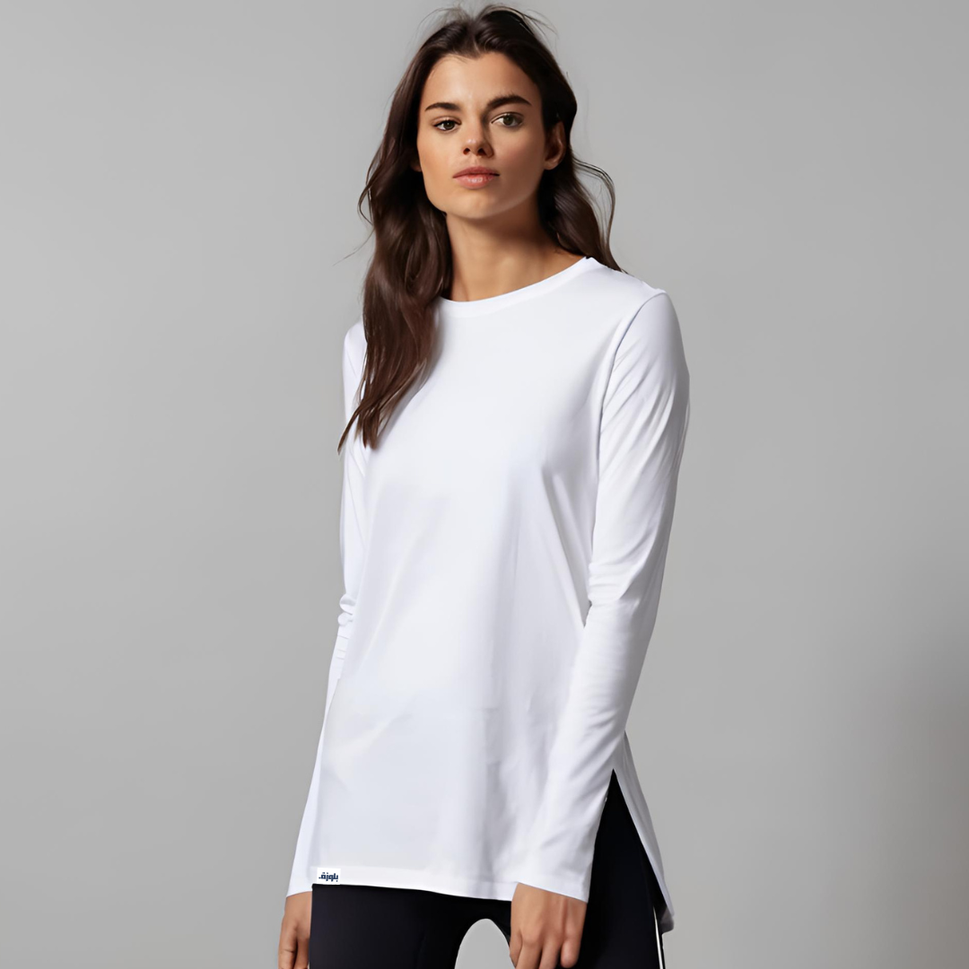 Woman Long Sleeve T-shirt with side cut (available in 4 colors)