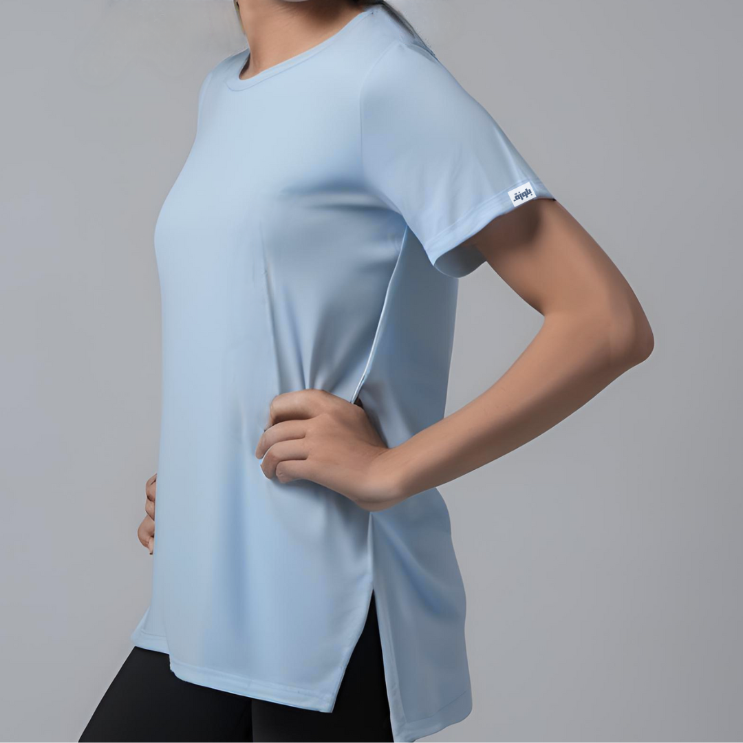 Woman short sleeve t-shirt with side cut (Available in 10 Colors)