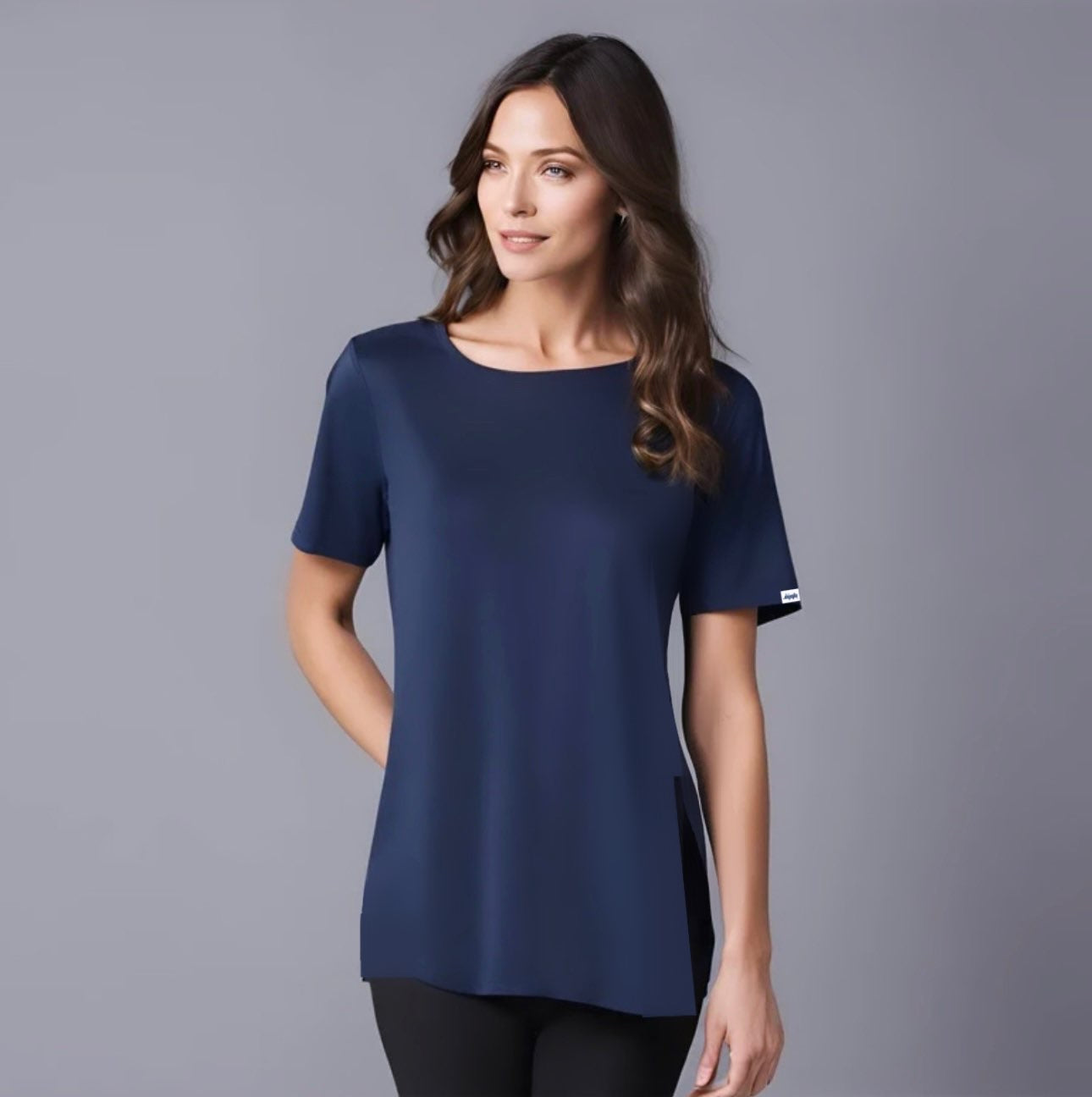 Woman short sleeve t-shirt with side cut (Available in 10 Colors)